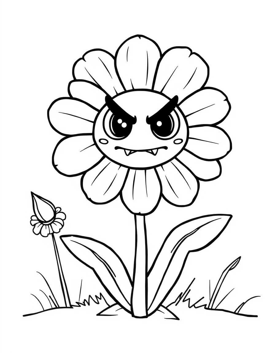 a cute flower with bad face