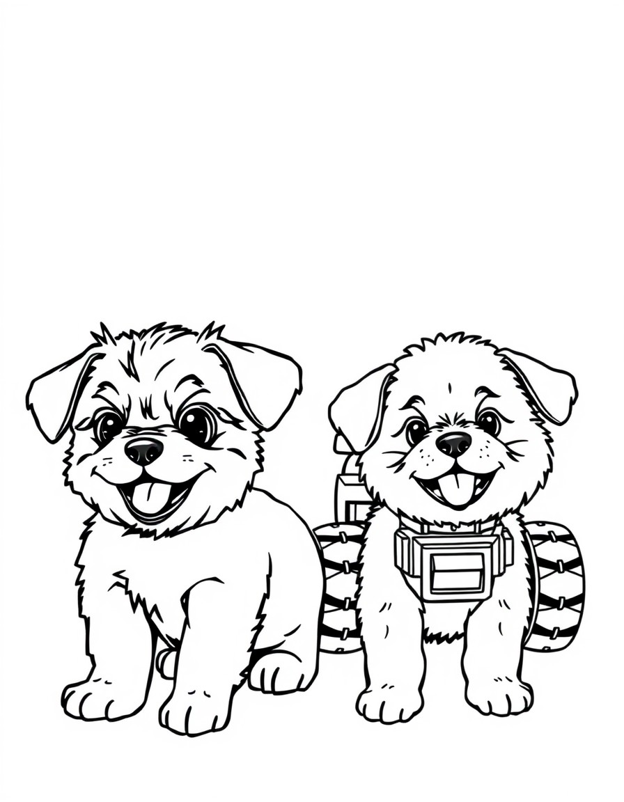 smiling Shmorkie puppy and a smiling Shipoo puppy with floppy ears