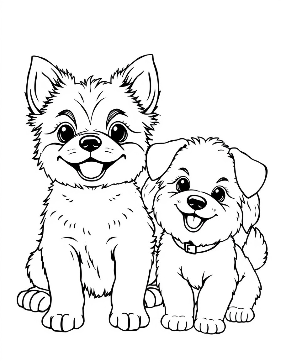 smiling Shmorkie puppy and a smiling Shipoo puppy with floppy ears