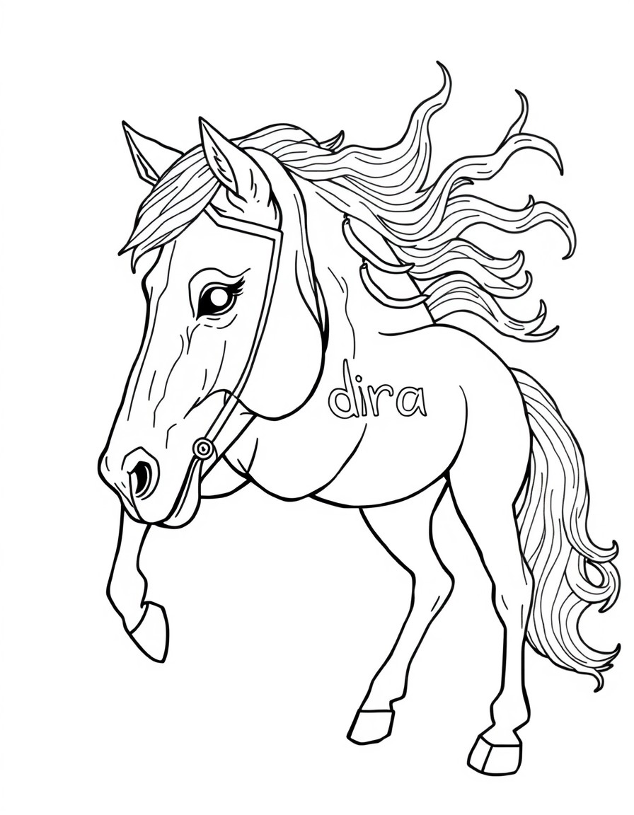 A white horse with Indra written on it