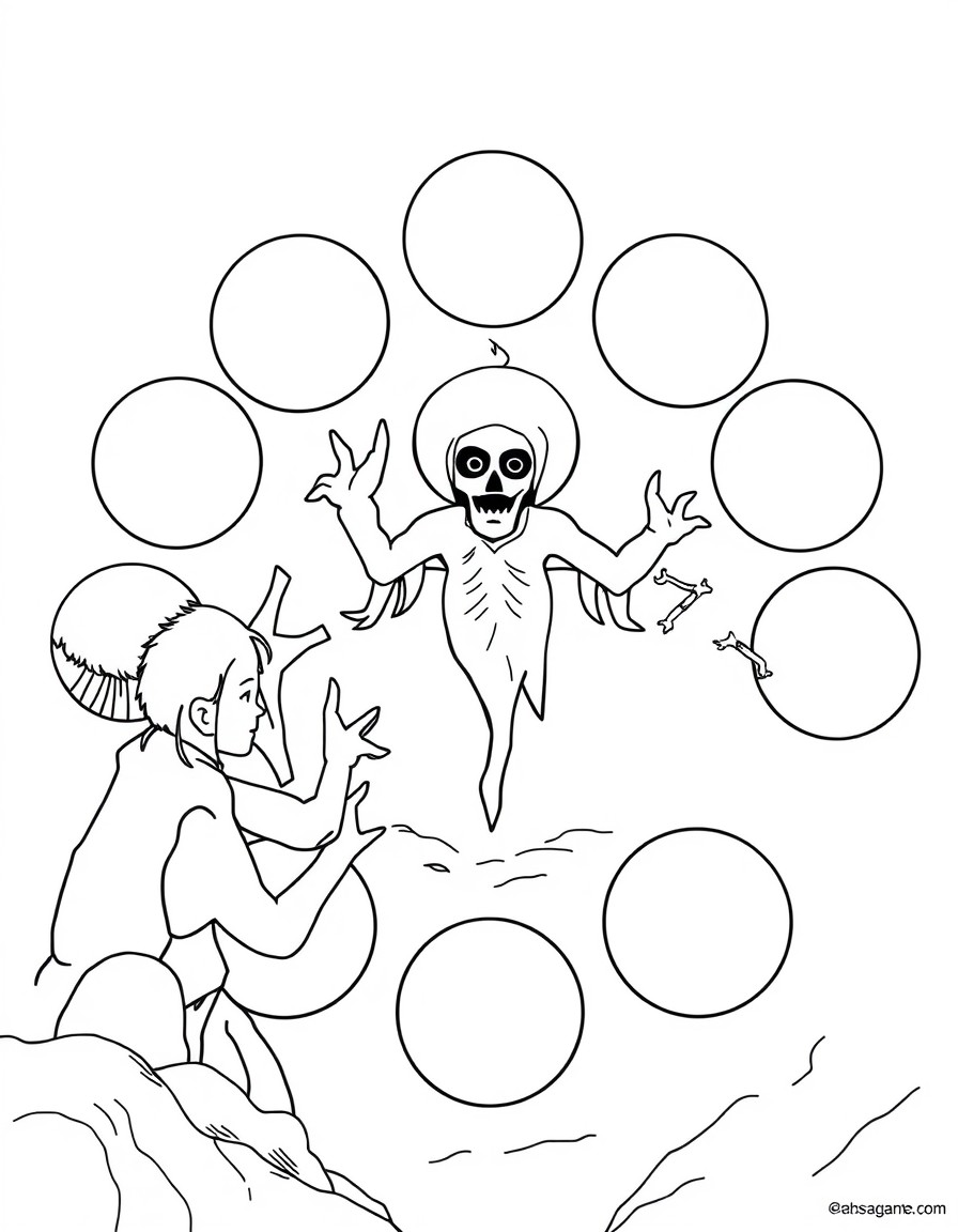 Make me a coloring page for children on the subject of the Ten Plagues The page will have ten large circles, each circle will have one of the plagues according to these instructions   1. Blood Plague