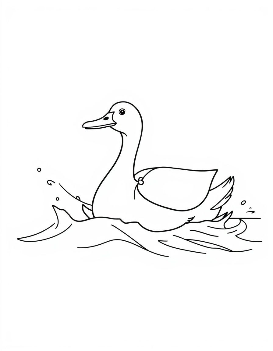 Un canard portant une cape, nageant  travers des eaux tumultueuses.