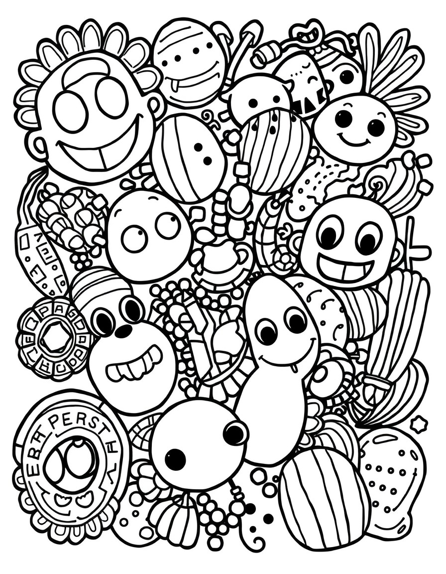 funny doodles with thick lines