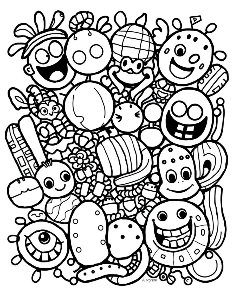 funny doodles with thick lines