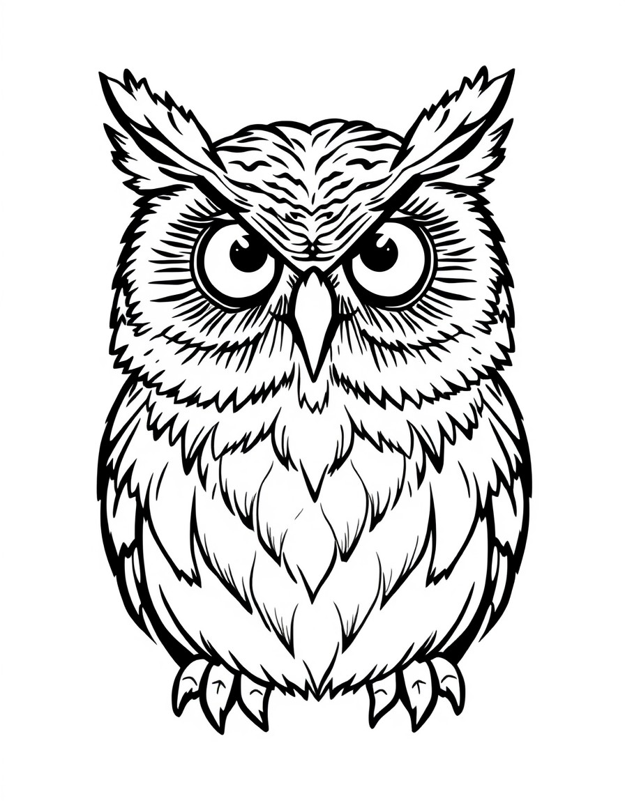 The owl's face is rendered with highly detailed brushstrokes