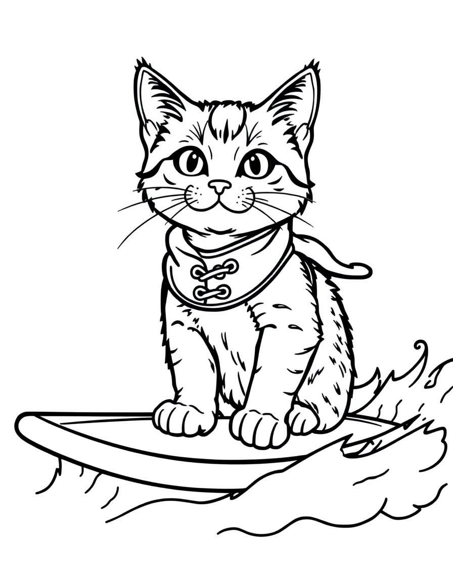 um gato em cima de uma prancha de surf, vestindo um tenis da nyke