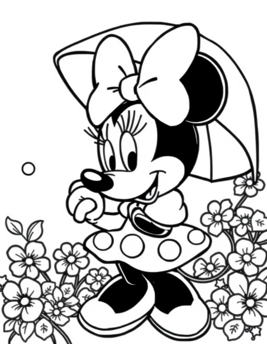 Minnie mouse with umrella