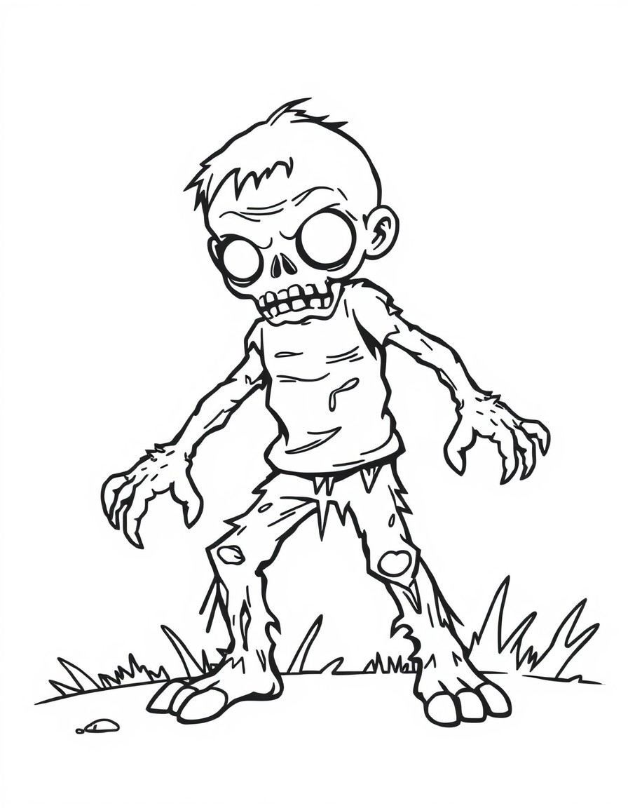 Zombie coloring book pages in comic book style