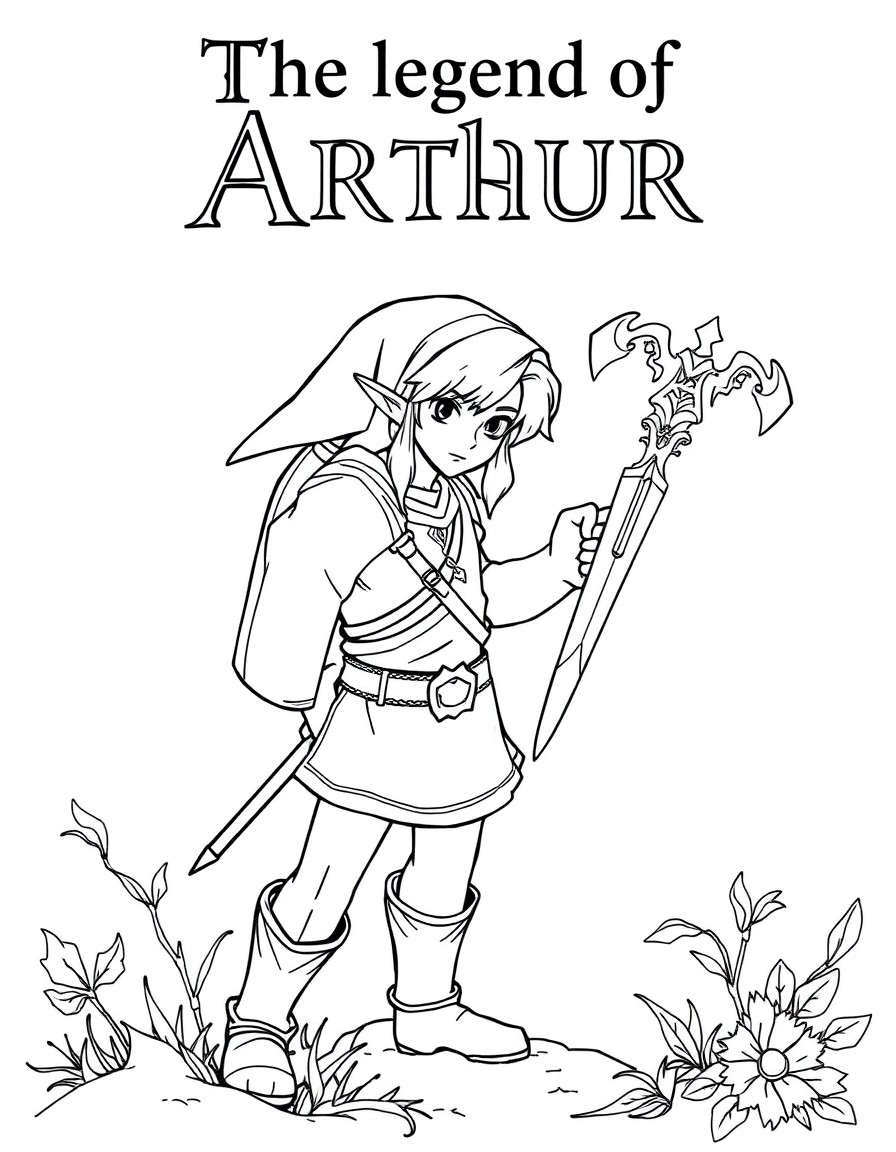 Link in hyrule with text in top "The legend of Arthur"