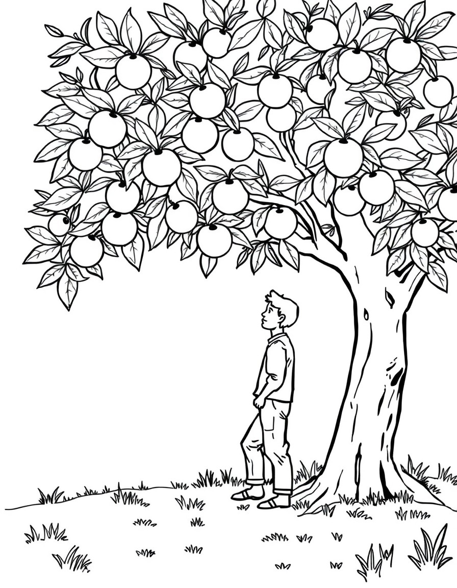 A man sitting under an apple tree