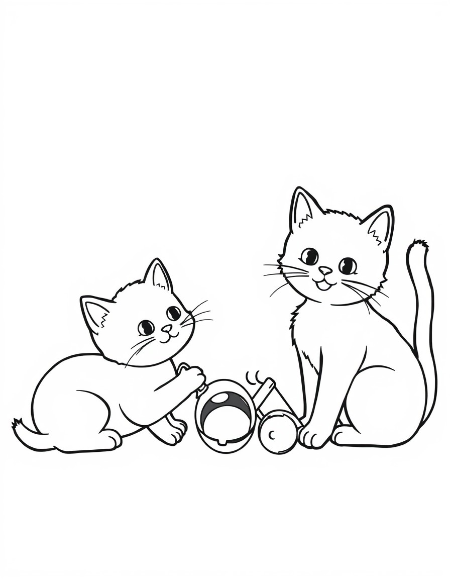 cats playing with toys