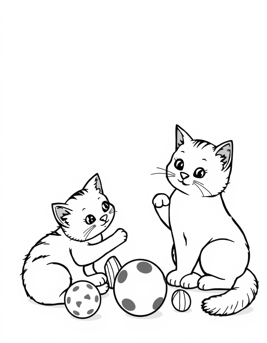 cats playing with toys