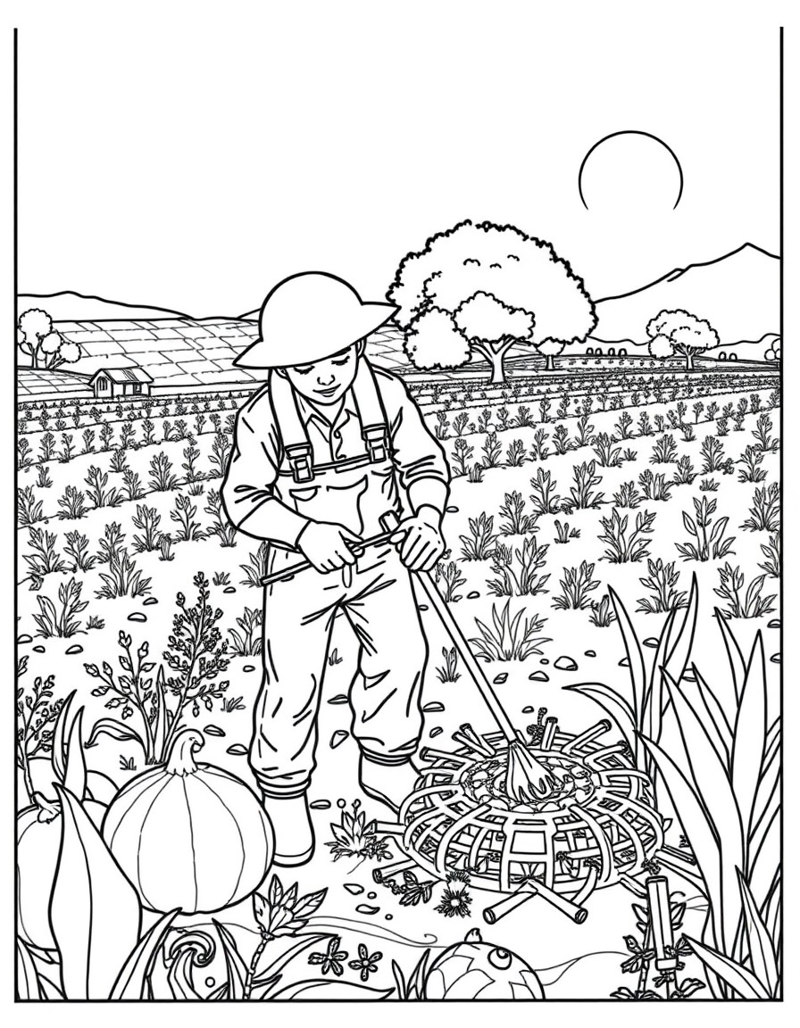 CAMPO DE TRIGO CON UNA SEGADORA TRABAJANDO