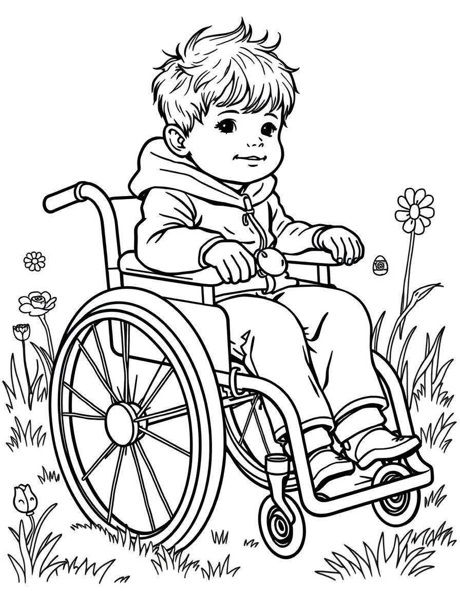 Child in wheelchair easter