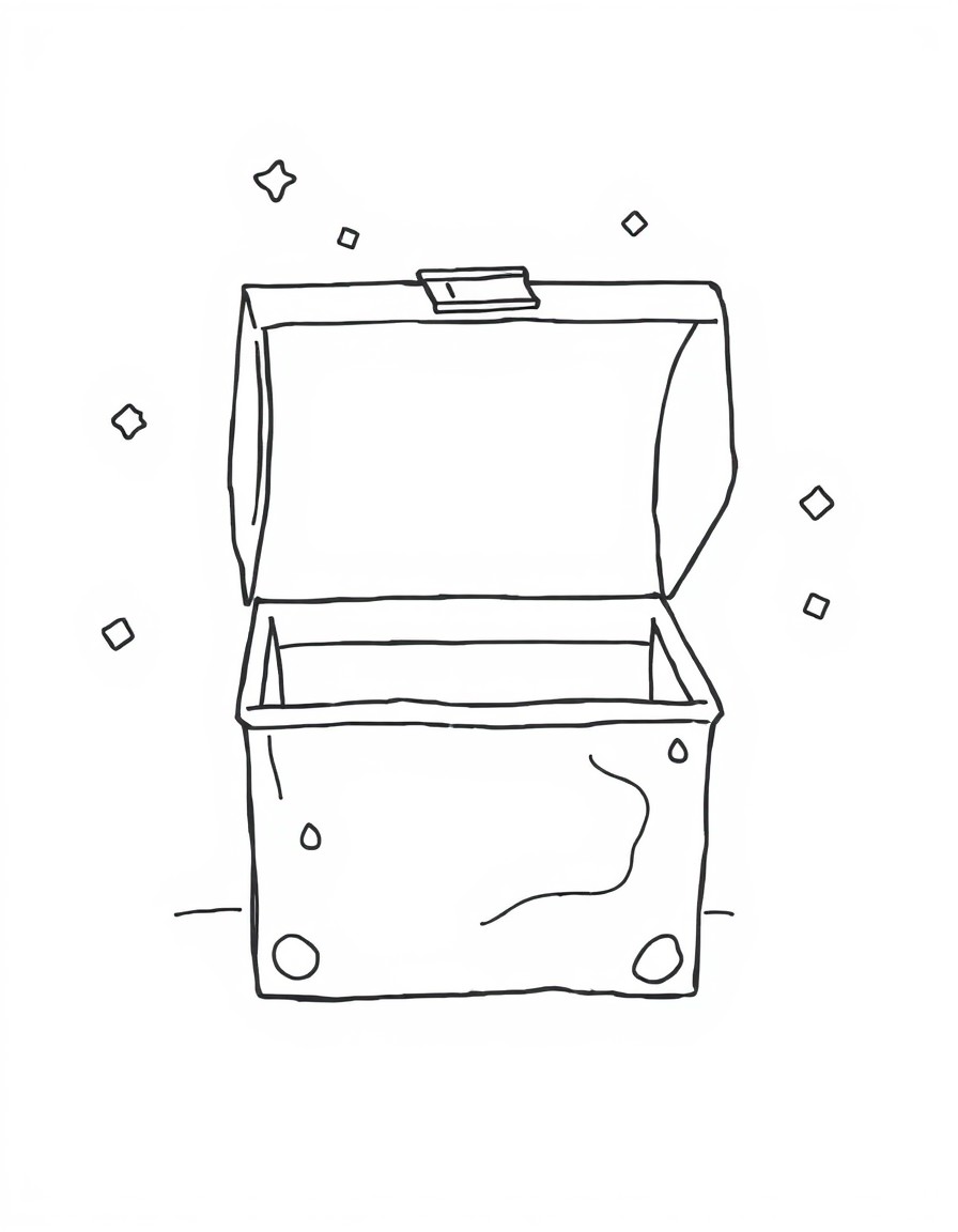 a cute mystery box with space for kids to draw inside the box