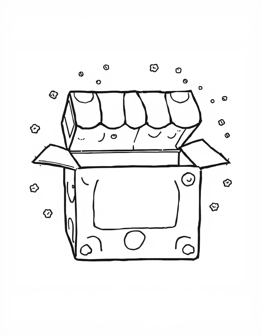 a cute mystery box with space for kids to draw inside the box