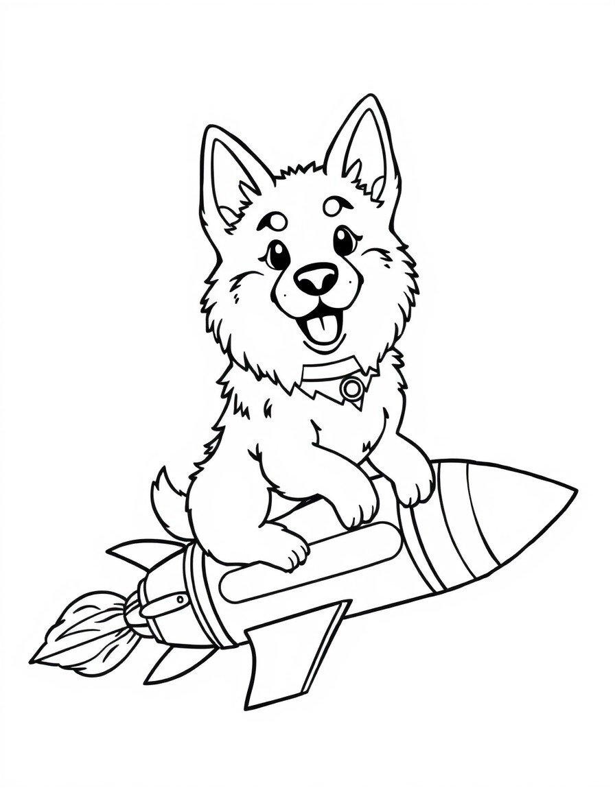 Cute Barzoi Dog on a Rocket