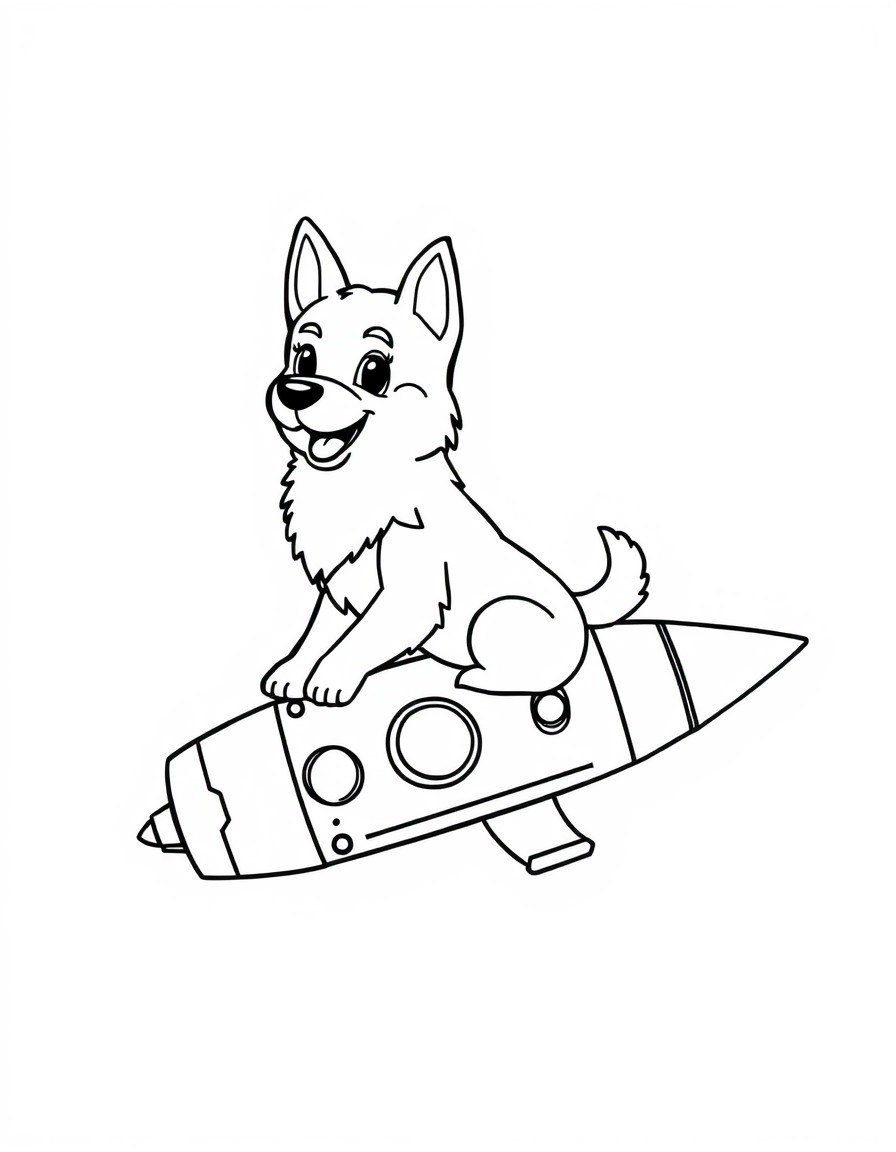 Cute Barzoi Dog on a Rocket