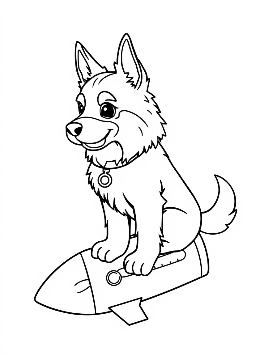 Cute Barzoi Dog on a Rocket