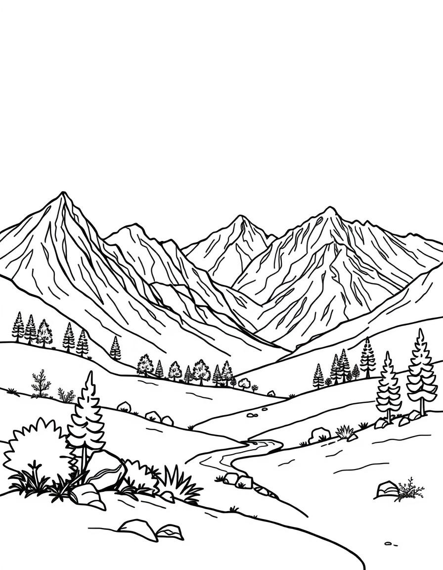 a landscape with moutains