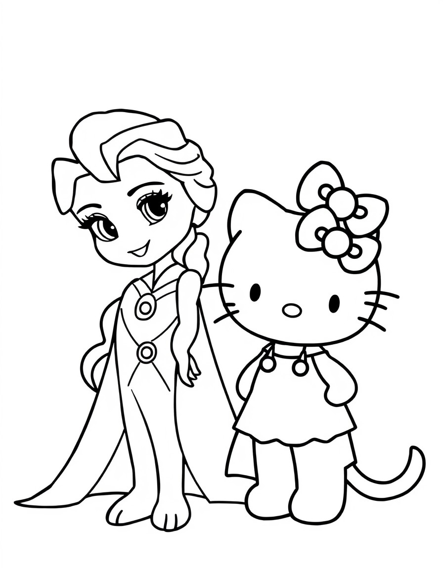 elsa from frozen and kitty from hello kitty