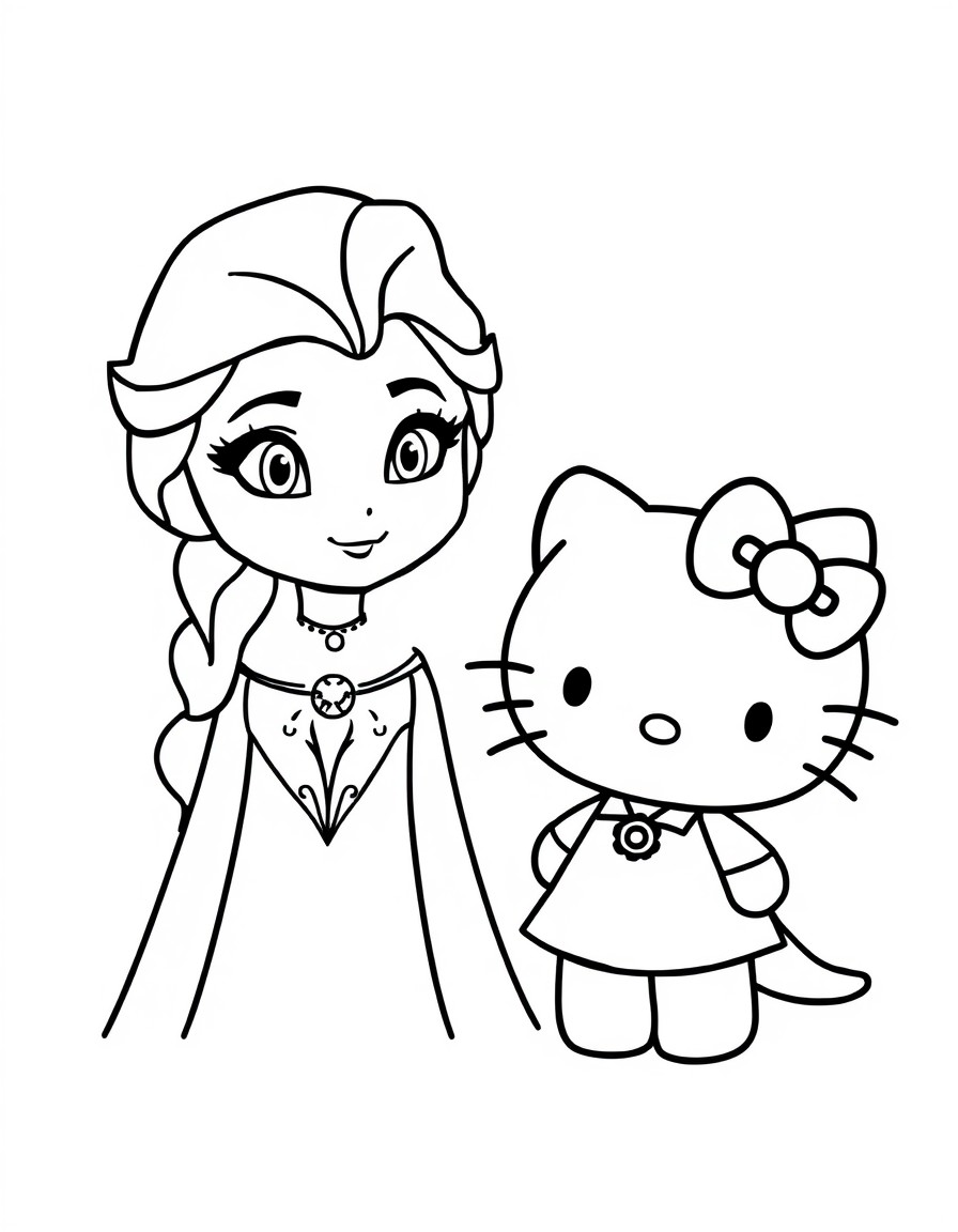 elsa from frozen and kitty from hello kitty