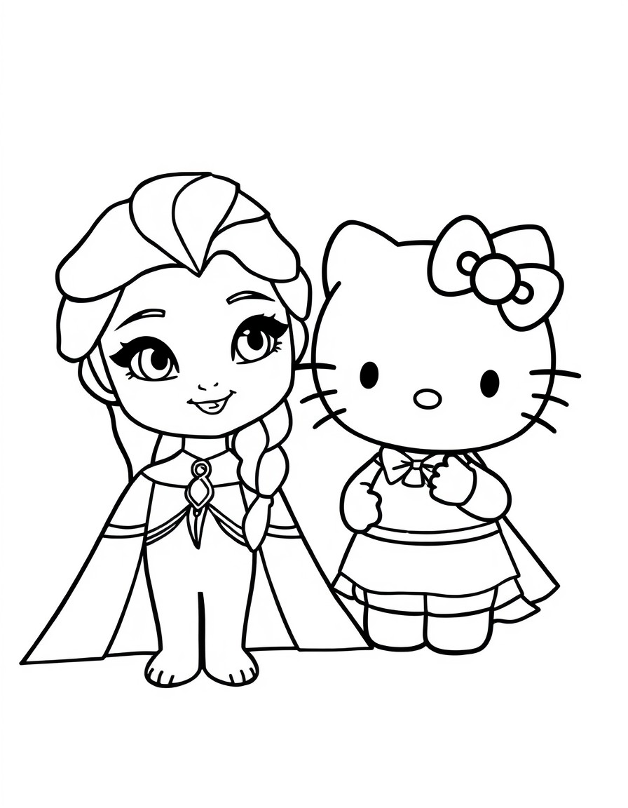 elsa from frozen and kitty from hello kitty