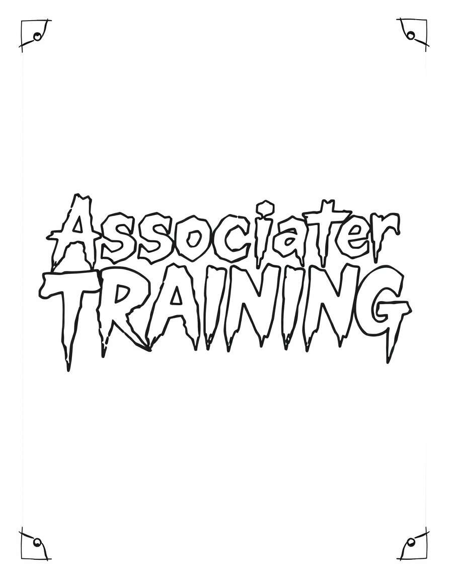 Associate training binder in a creepy font