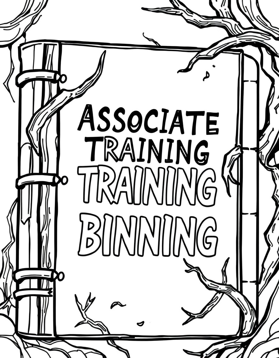 Associate training binder in a creepy font