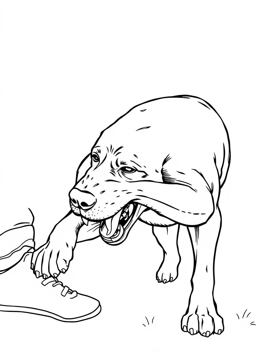 Dog biting persons leg