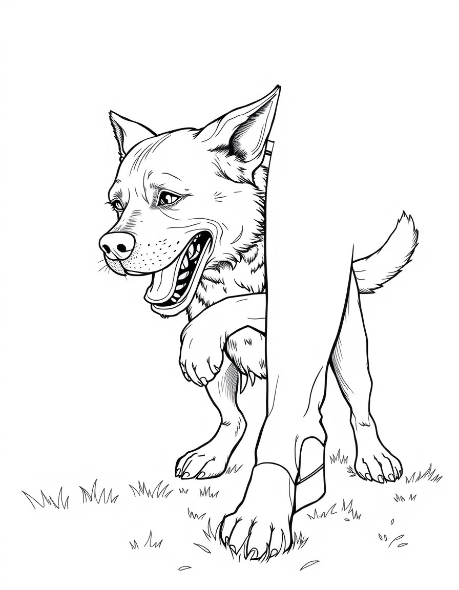 Dog biting persons leg