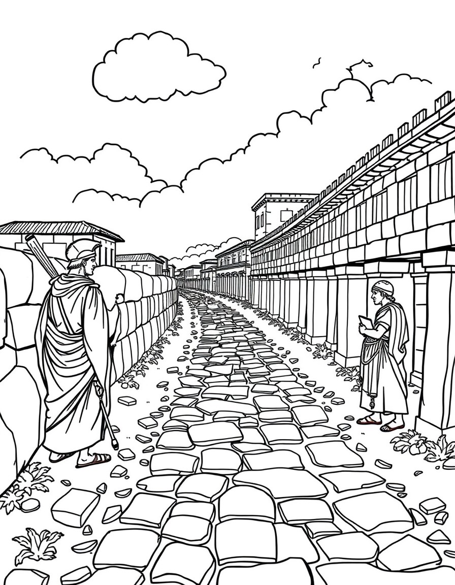A Roman Road being constructed by Romans
