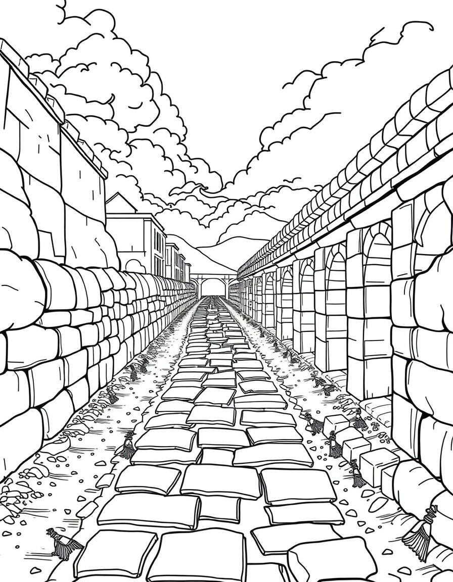 A Roman Road being constructed by Romans