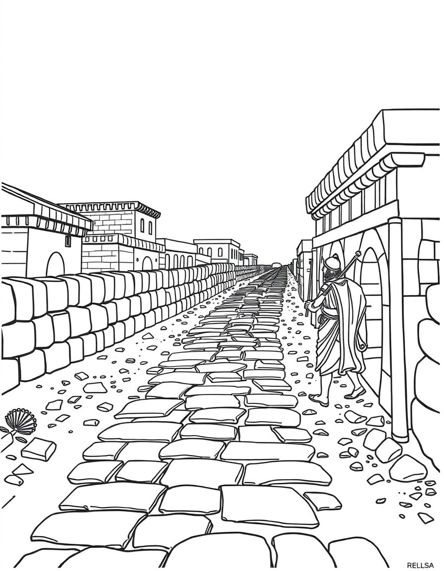 A Roman Road being constructed by Romans
