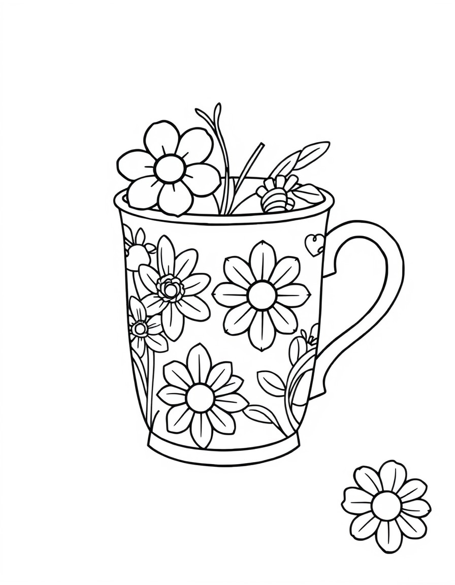 Basic design of a mug with flower designs