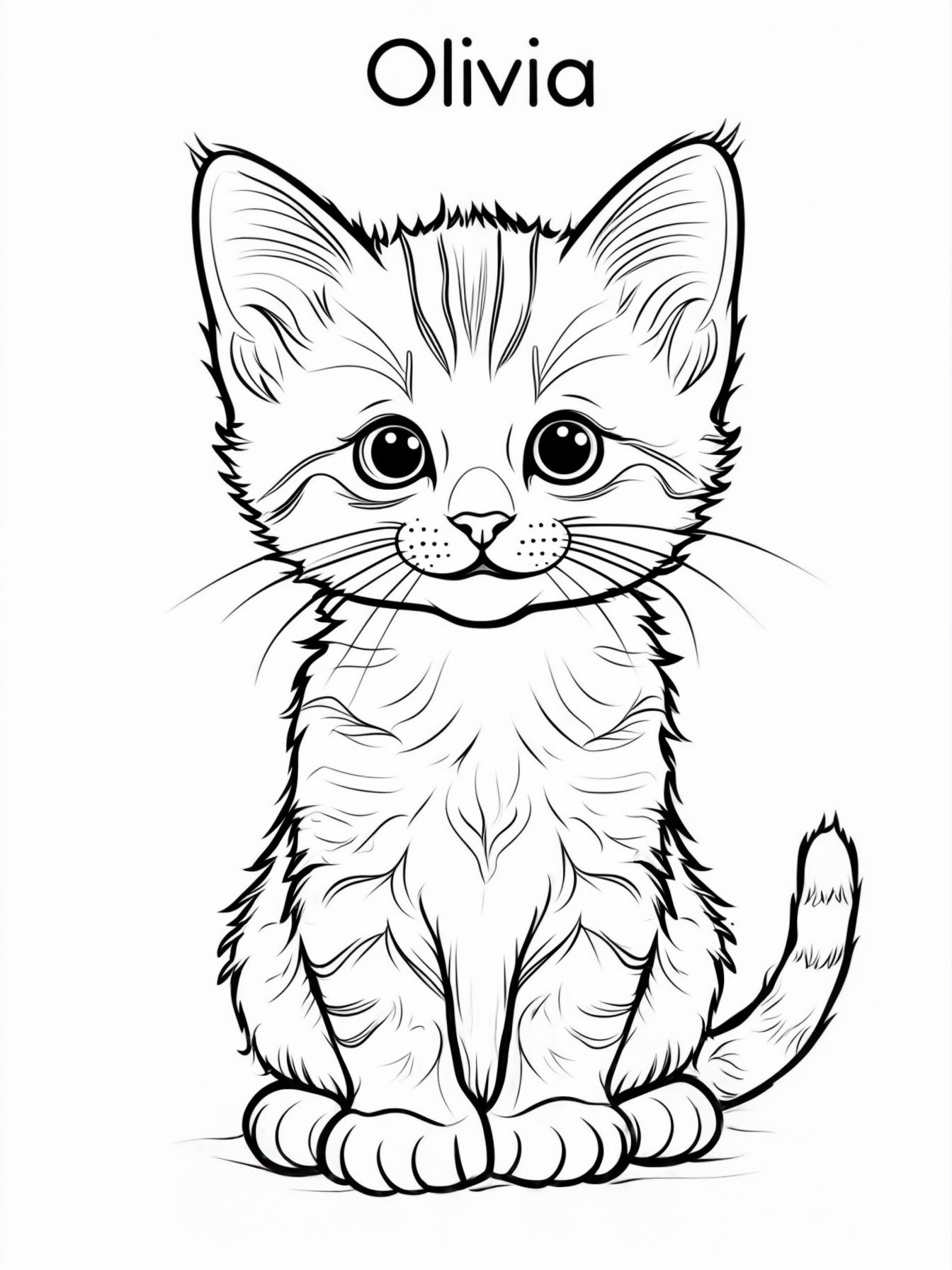 Una gatita bebe con expresin tierna y que se llame Olivia