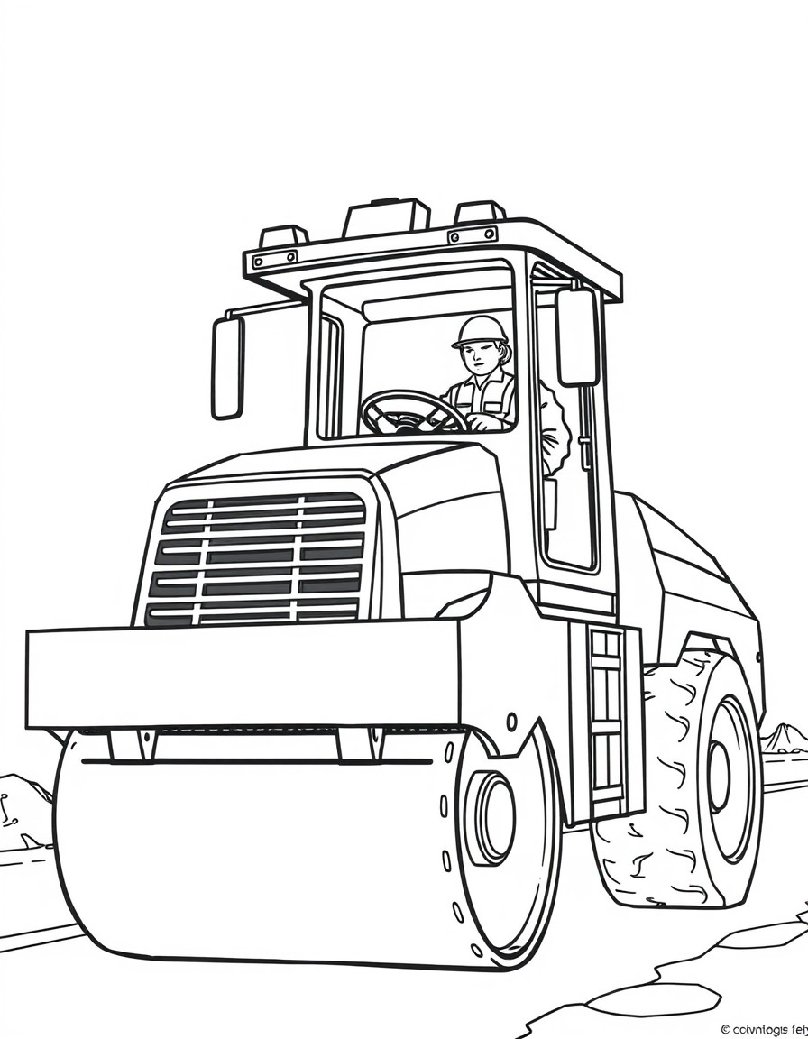 construction road workers, construction road roller