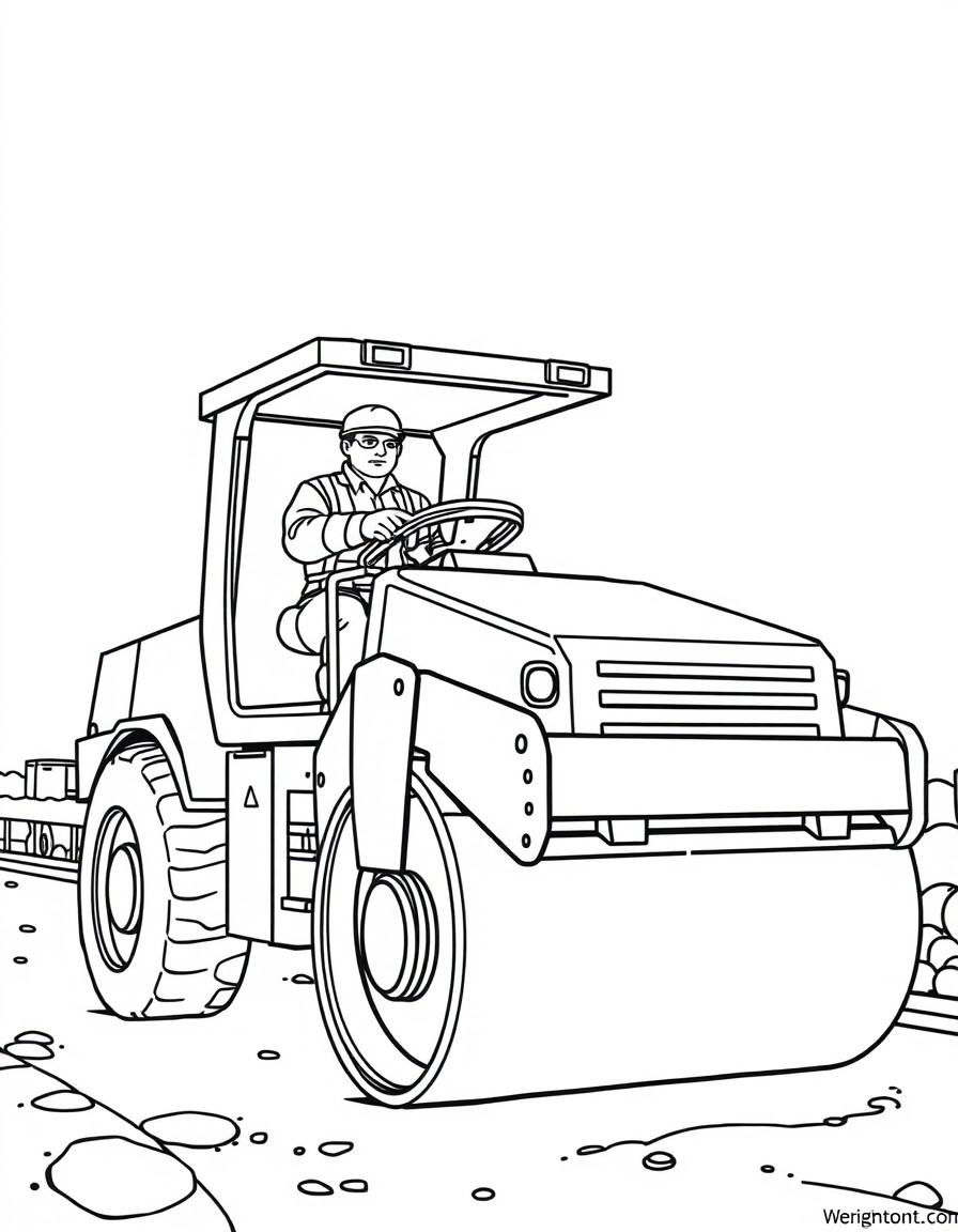 construction road workers, construction road roller