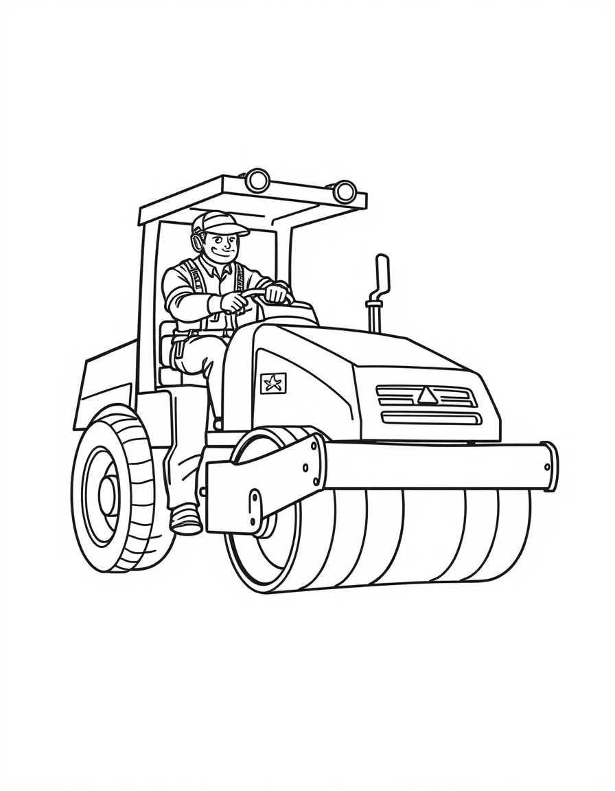 construction road workers, construction road roller