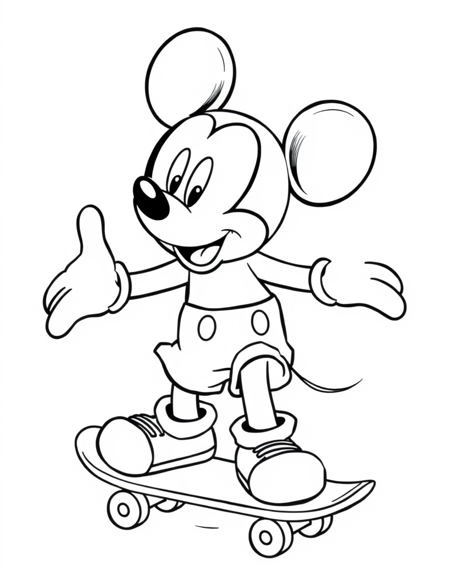 cute mickey mouse skateboarding