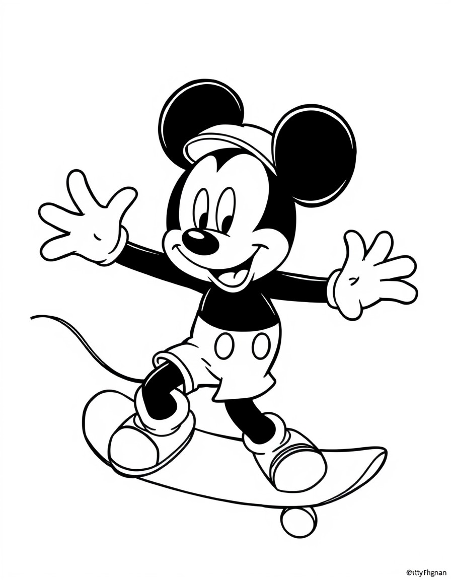cute mickey mouse skateboarding