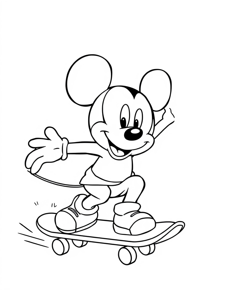 cute mickey mouse skateboarding