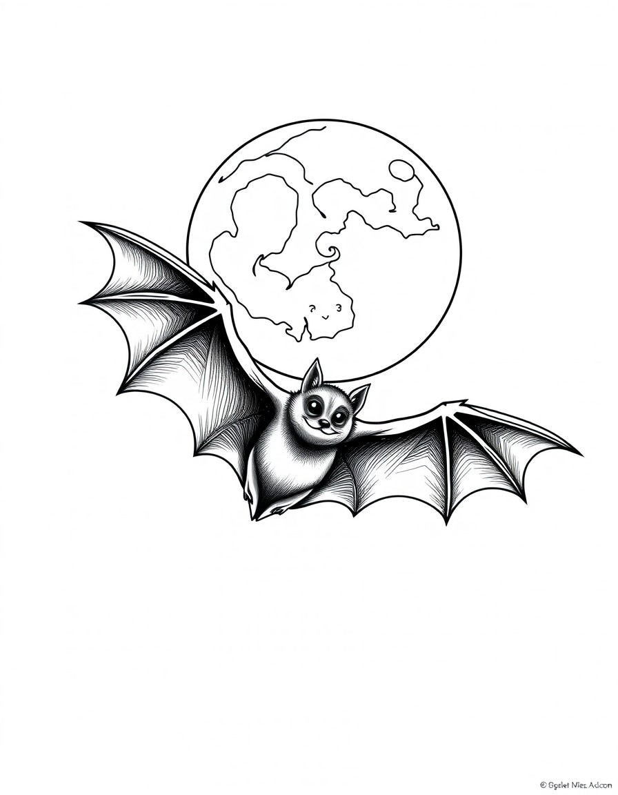 a bat flying to the moon