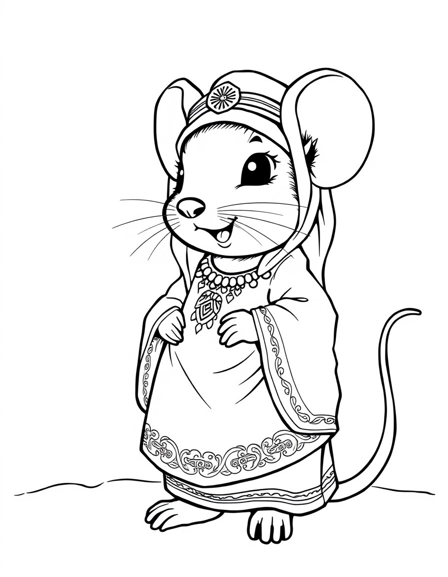 mini mouse wearing traditional Omani dress with micky mouse wearing Omani traditional clothas