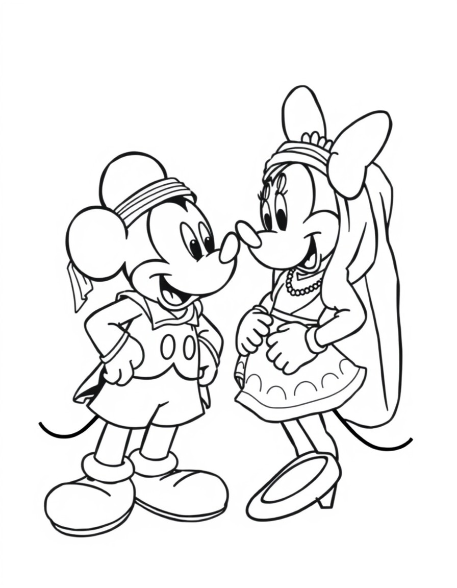 Mickey Mouse and Minnie Mouse  along with all their other cartoon characters wearing Omani traditional cloths like in the photo in this linkhttpsimages.app.goo.gl3QXPEzqVigW2S8eK6