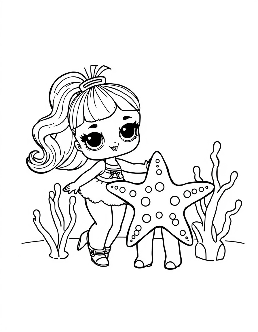 LOL Surprise doll teaching sparkly starfish how to dance in a coral reef studio