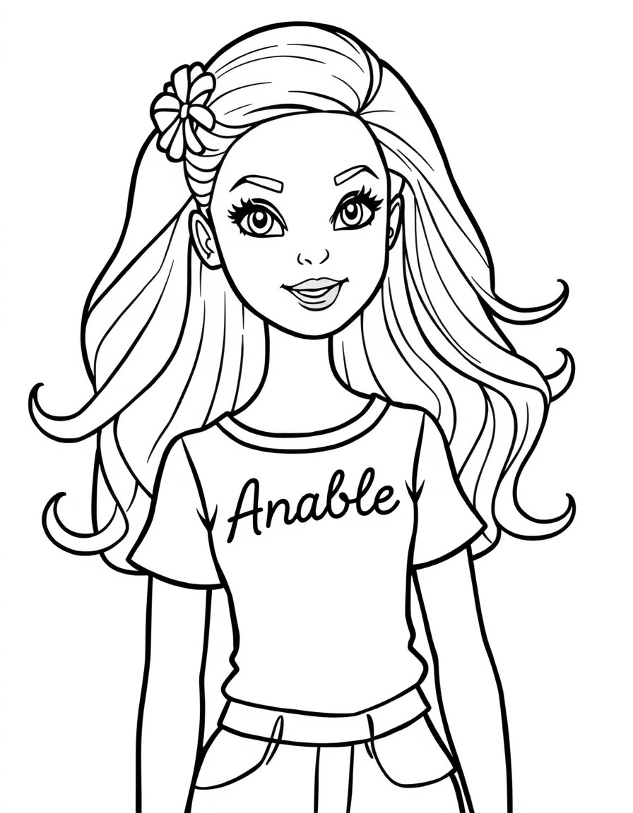 cute barbie with a word Anabela on a shirt