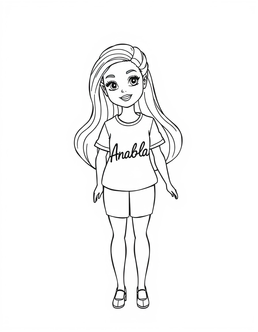 cute barbie with a word Anabela on a shirt