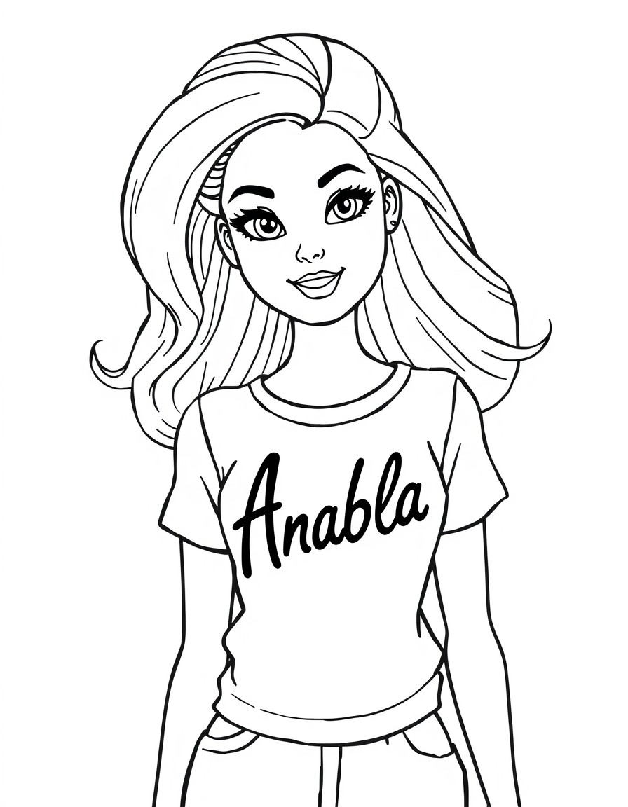 cute barbie with a word Anabela on a shirt