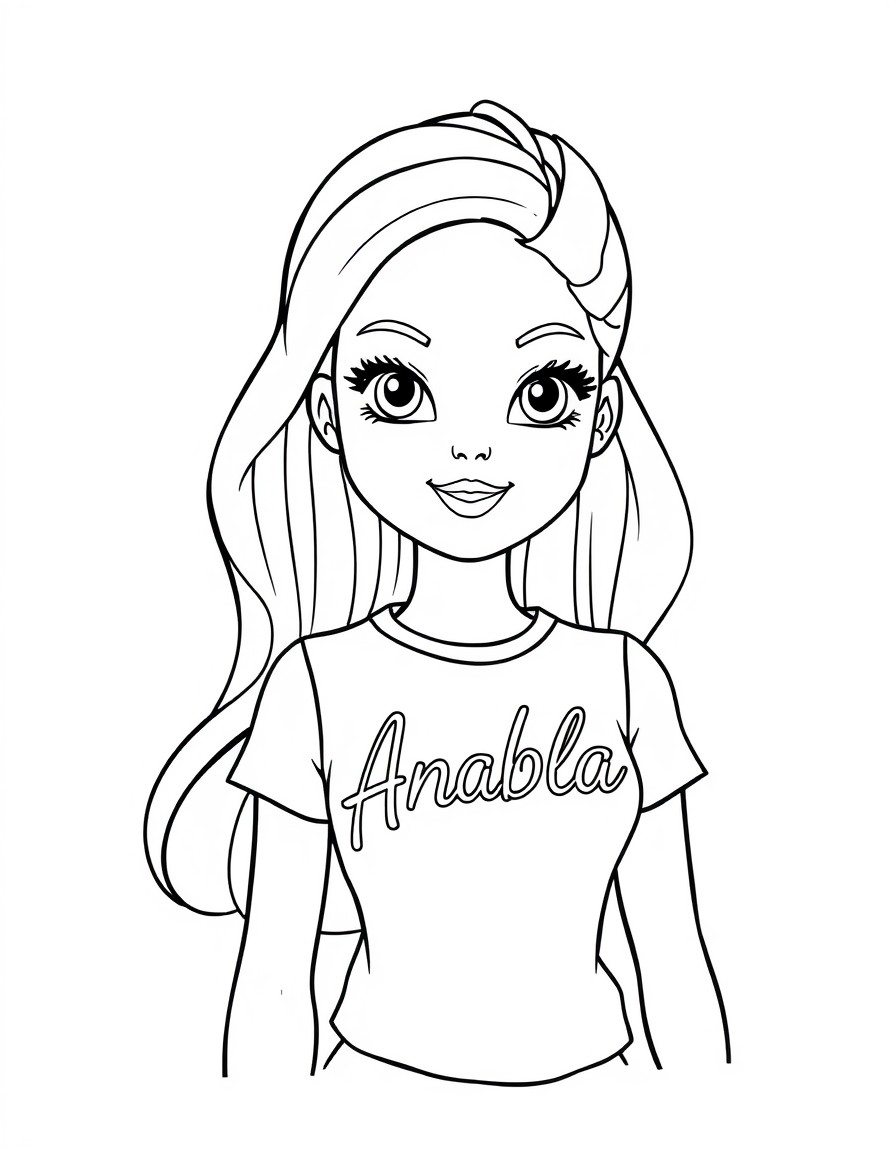 cute barbie with a word Anabela on a shirt